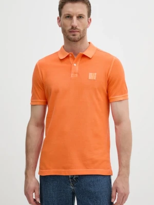 United Colors of Benetton polo bawełniane męski kolor pomarańczowy gładki 3089U302D