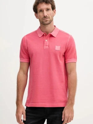 United Colors of Benetton polo bawełniane męski kolor różowy gładki 3089U302D