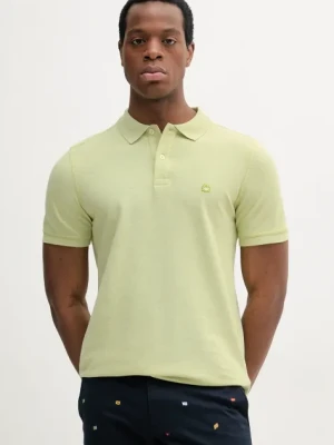United Colors of Benetton polo bawełniane męski kolor zielony melanżowy 3088U3023