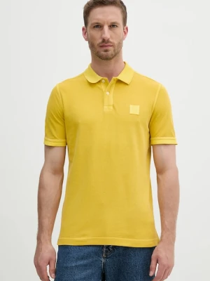 United Colors of Benetton polo bawełniane męski kolor żółty gładki 3089U302D
