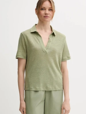 United Colors of Benetton polo lniane damski kolor zielony 37UJD300Y