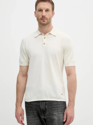 United Colors of Benetton polo męski kolor beżowy gładki 14HAU301K