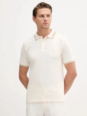 United Colors of Benetton polo męski kolor beżowy gładki 3F9HU302E
