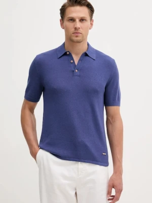United Colors of Benetton polo męski kolor fioletowy gładki 14HAU301K