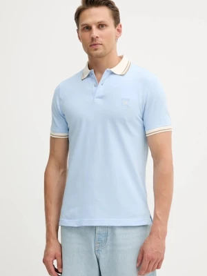 United Colors of Benetton polo męski kolor niebieski gładki 3F9HU302E