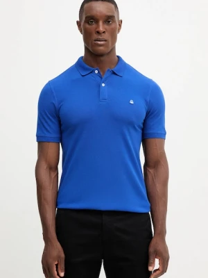 United Colors of Benetton polo męski kolor niebieski gładki 3WG9U301Z