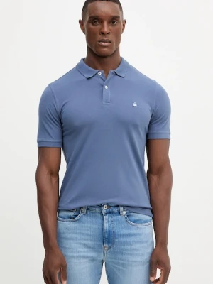 United Colors of Benetton polo męski kolor niebieski gładki 3WG9U301Z