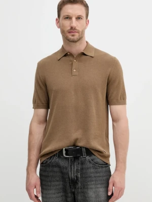 United Colors of Benetton polo męski kolor zielony gładki 14HAU301K