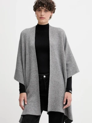 United Colors of Benetton poncho z dodatkiem wełny dwustronny damski kolor szary 112HEU01N