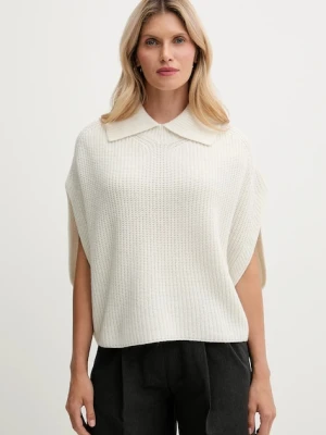 United Colors of Benetton poncho z dodatkiem wełny kolor kremowy 1344DU01K