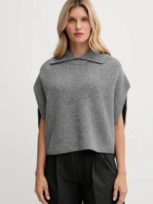 United Colors of Benetton poncho z dodatkiem wełny kolor szary 1344DU01K