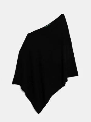 United Colors of Benetton poncho z domieszką wełny kolor czarny 1235DU01A