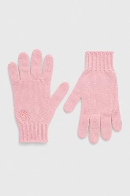 United Colors of Benetton rękawiczki wełniane dziecięce kolor różowy