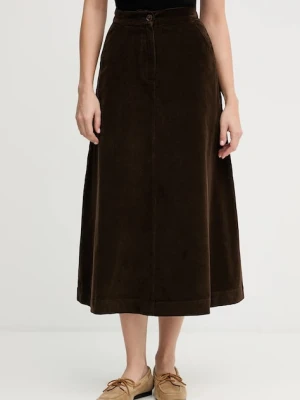 United Colors of Benetton spódnica bawełniana kolor brązowy midi rozkloszowana 494BD0058