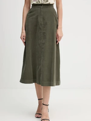 United Colors of Benetton spódnica bawełniana kolor zielony midi rozkloszowana 494BD0058