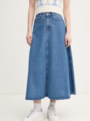 United Colors of Benetton spódnica jeansowa kolor niebieski midi rozkloszowana 43C8D004K