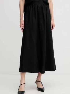 United Colors of Benetton spódnica lniana kolor czarny midi rozkloszowana 4AGHD004L