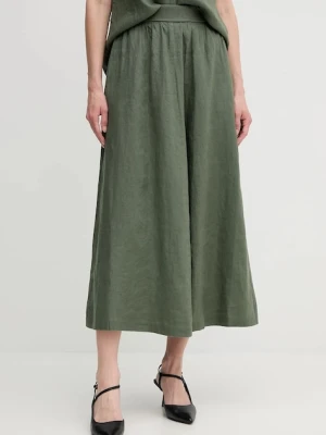 United Colors of Benetton spódnica lniana kolor zielony midi rozkloszowana 4AGHD004L