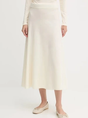 United Colors of Benetton spódnica z dodatkiem wełny kolor beżowy midi rozkloszowana 1444D002B