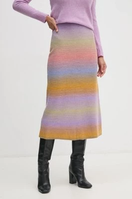 United Colors of Benetton spódnica z domieszką wełny kolor multicolor midi rozkloszowana 1050D001N