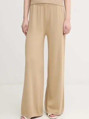 Zdjęcie produktu United Colors of Benetton spodnie bawełniane damskie kolor beżowy szerokie high waist 1294DF00V