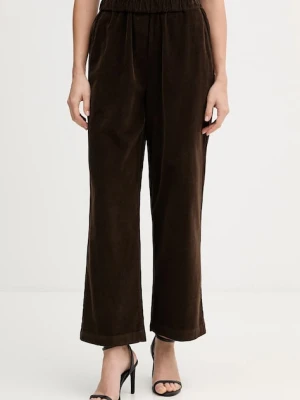 United Colors of Benetton spodnie bawełniane damskie kolor brązowy szerokie high waist 494BDF0A7