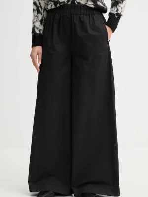 United Colors of Benetton spodnie bawełniane damskie kolor czarny szerokie high waist 4PAXDF0A4