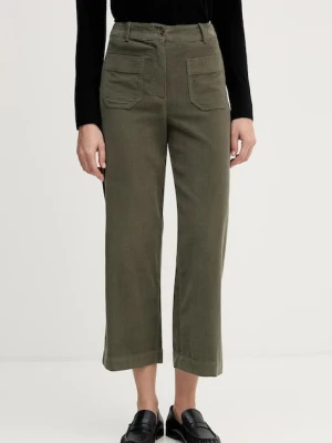 United Colors of Benetton spodnie bawełniane damskie kolor zielony proste high waist 494BDE02I