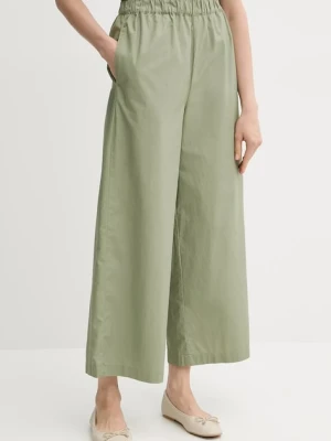 United Colors of Benetton spodnie bawełniane damskie kolor zielony proste high waist 4AC7DF09A