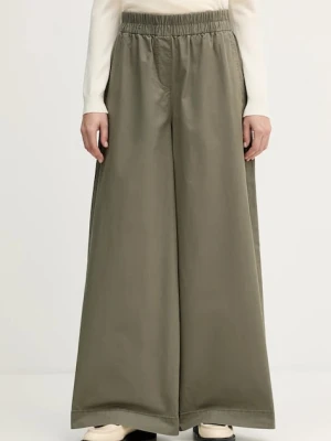 United Colors of Benetton spodnie bawełniane damskie kolor zielony szerokie high waist 4PAXDF0A4