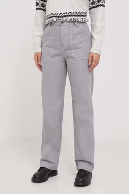 United Colors of Benetton spodnie bawełniane kolor szary proste high waist