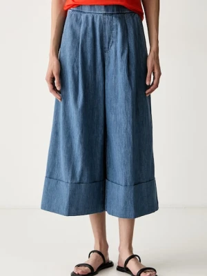 United Colors of Benetton spodnie culottes damskie z bawełną niebieski