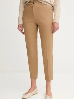 United Colors of Benetton spodnie damskie kolor beżowy dopasowane high waist 4FRXDF096