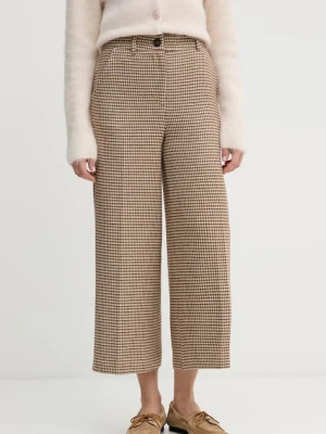 United Colors of Benetton spodnie damskie kolor beżowy fason culottes high waist 44BWDF0AA