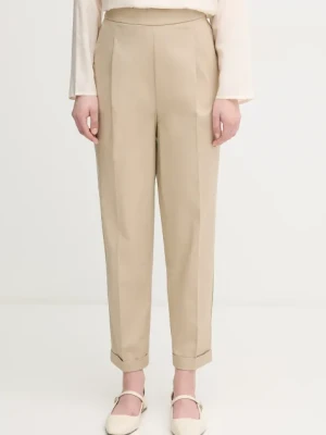 United Colors of Benetton spodnie damskie kolor beżowy fason cygaretki high waist 40FADF092