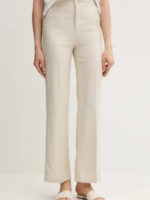 United Colors of Benetton spodnie damskie kolor beżowy proste high waist 4T91DF099