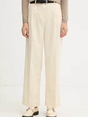 United Colors of Benetton spodnie damskie kolor beżowy proste high waist 4YVXDF09R