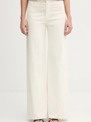 United Colors of Benetton spodnie damskie kolor beżowy szerokie high waist 41ULDE029