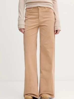 United Colors of Benetton spodnie damskie kolor beżowy szerokie high waist 41ULDE029