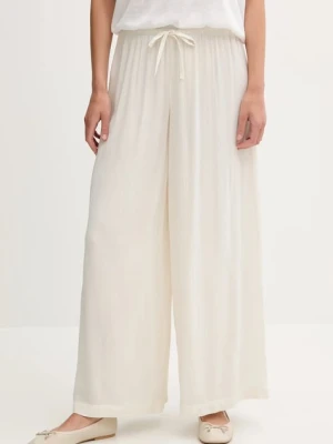 United Colors of Benetton spodnie damskie kolor beżowy szerokie high waist 4VW95F00C
