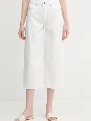 United Colors of Benetton spodnie damskie kolor biały proste high waist 4LEDDF09P