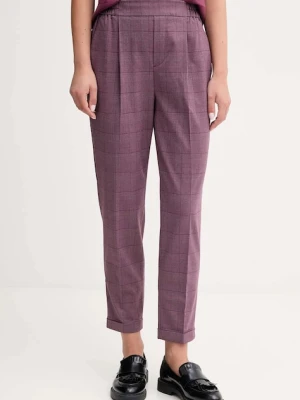 United Colors of Benetton spodnie damskie kolor bordowy fason cygaretki high waist 4X8MDF081