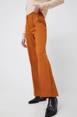 United Colors of Benetton spodnie damskie kolor brązowy dzwony high waist