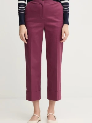 United Colors of Benetton spodnie damskie kolor fioletowy proste high waist 4SJCDF07J