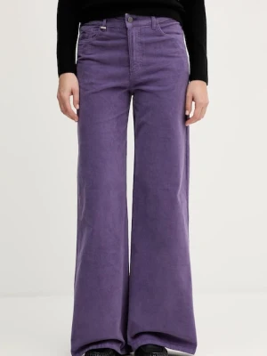 United Colors of Benetton spodnie damskie kolor fioletowy szerokie high waist 41ULDE029