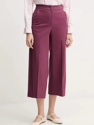 United Colors of Benetton spodnie damskie kolor fioletowy szerokie high waist 4SJCDF09W