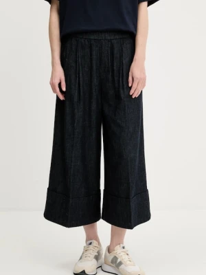 United Colors of Benetton spodnie damskie kolor granatowy szerokie high waist 4KOWDF09M