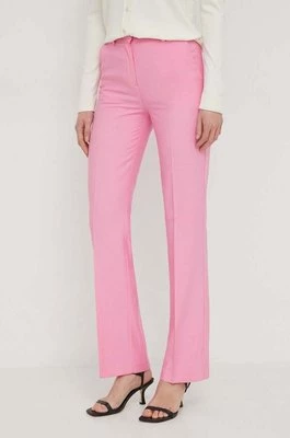 United Colors of Benetton spodnie damskie kolor różowy proste high waist