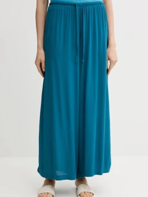 United Colors of Benetton spodnie damskie kolor turkusowy szerokie high waist 4VW95F00C