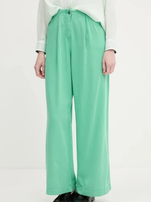 United Colors of Benetton spodnie damskie kolor zielony proste high waist 4LEDDF09O